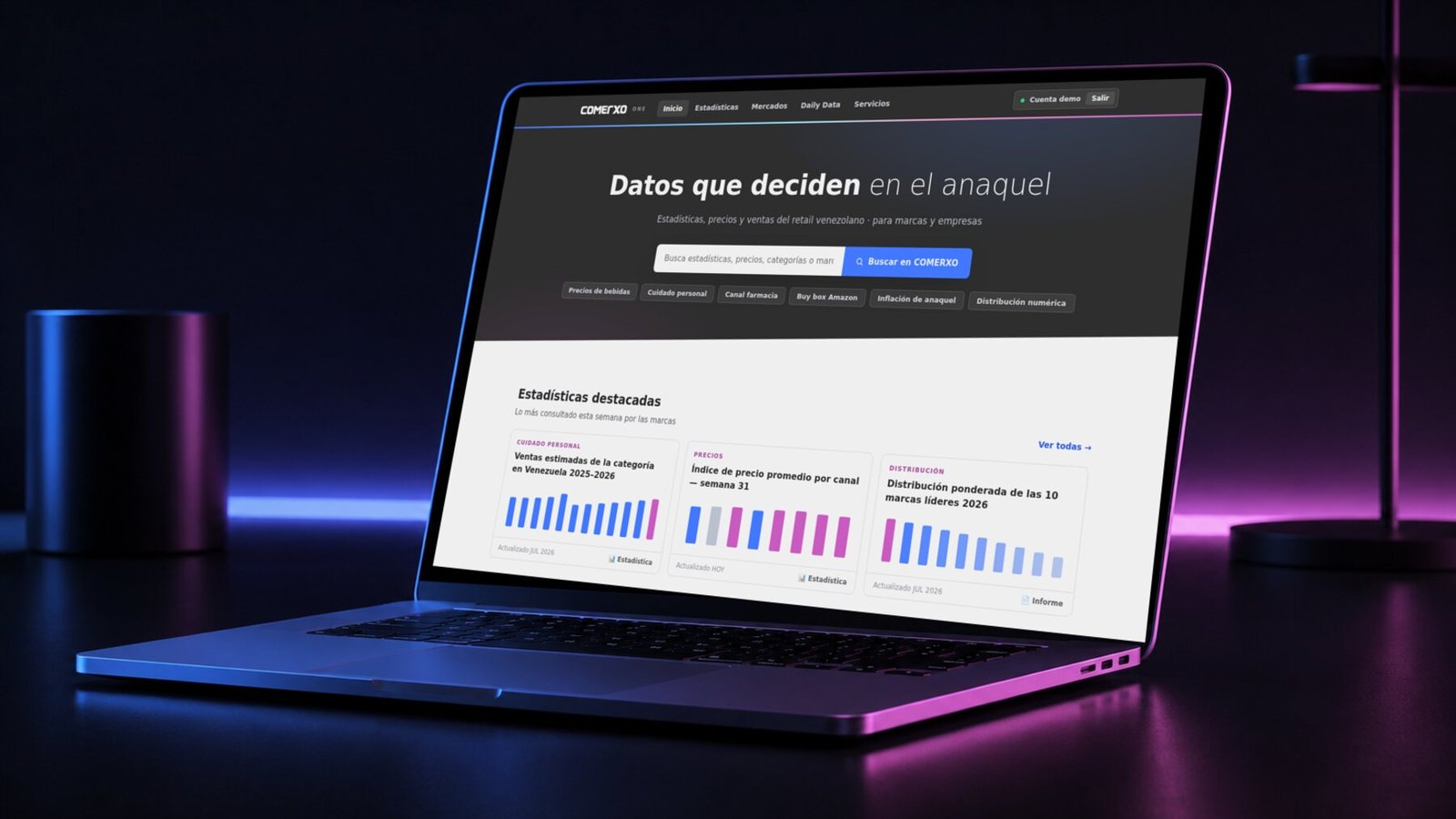 El portal COMERXO One en una laptop